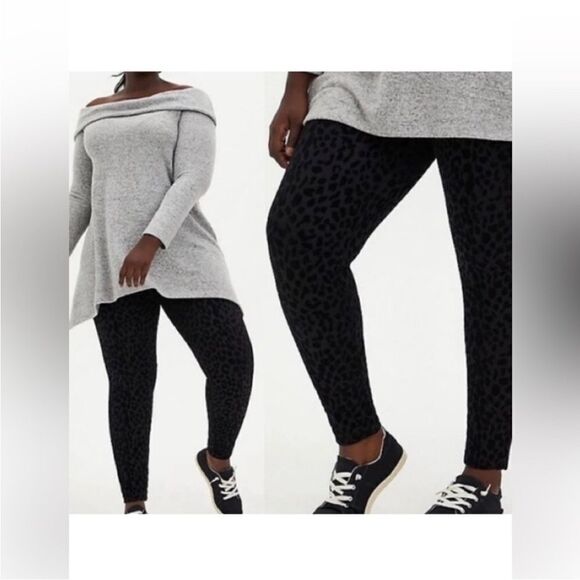 Torrid Pixie Black Leopard Luxe Ponte High Rise Pull On Pants Animal Print - Picture 3 of 14